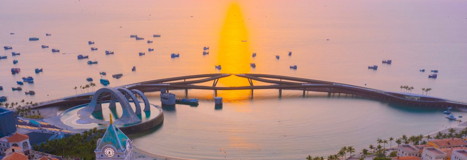 Kiss Bridge Phu Quoc at sunset, seen from Venice Hotel