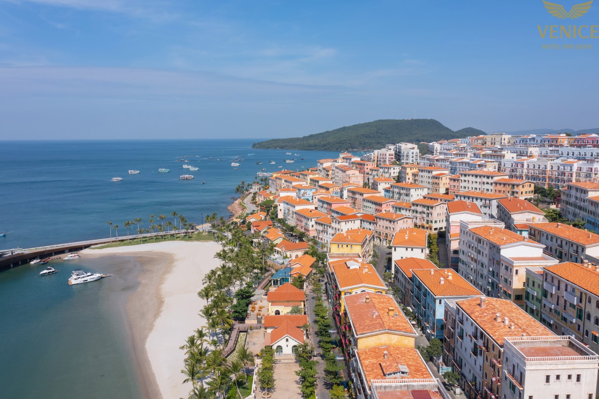 Aerial view of Sunset Town and the beach, Phu Quoc