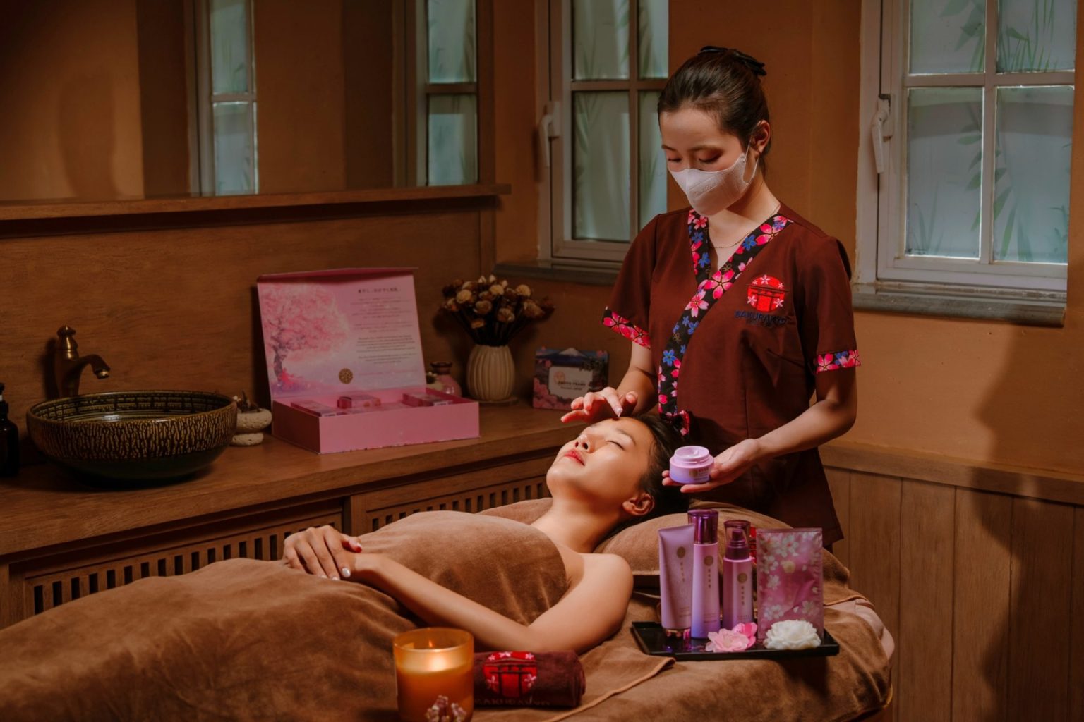 Facial room at Sakurakyo Spa