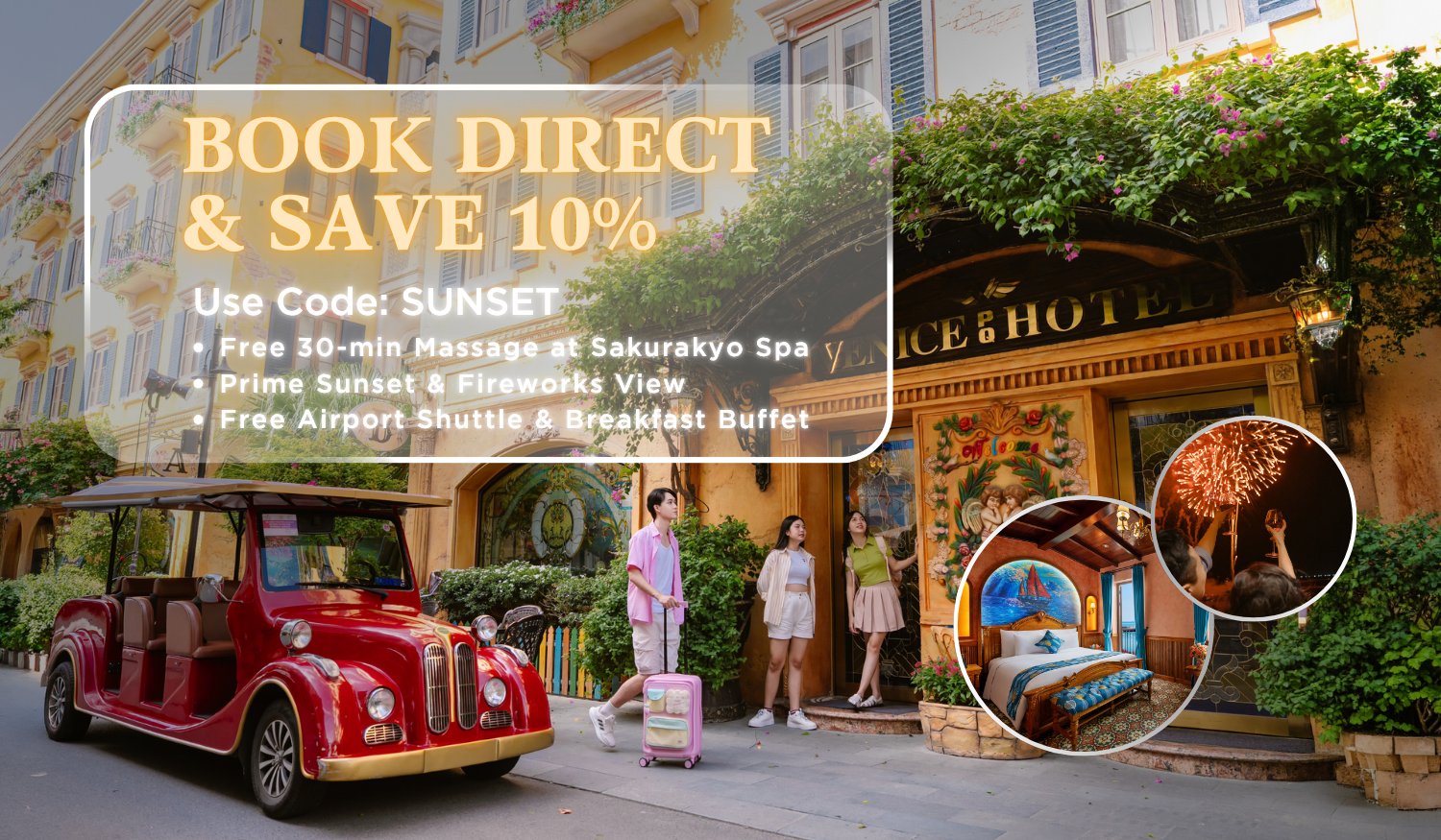 Venice Hotel Phu Quoc, book direct and save 10% with code SUNSET